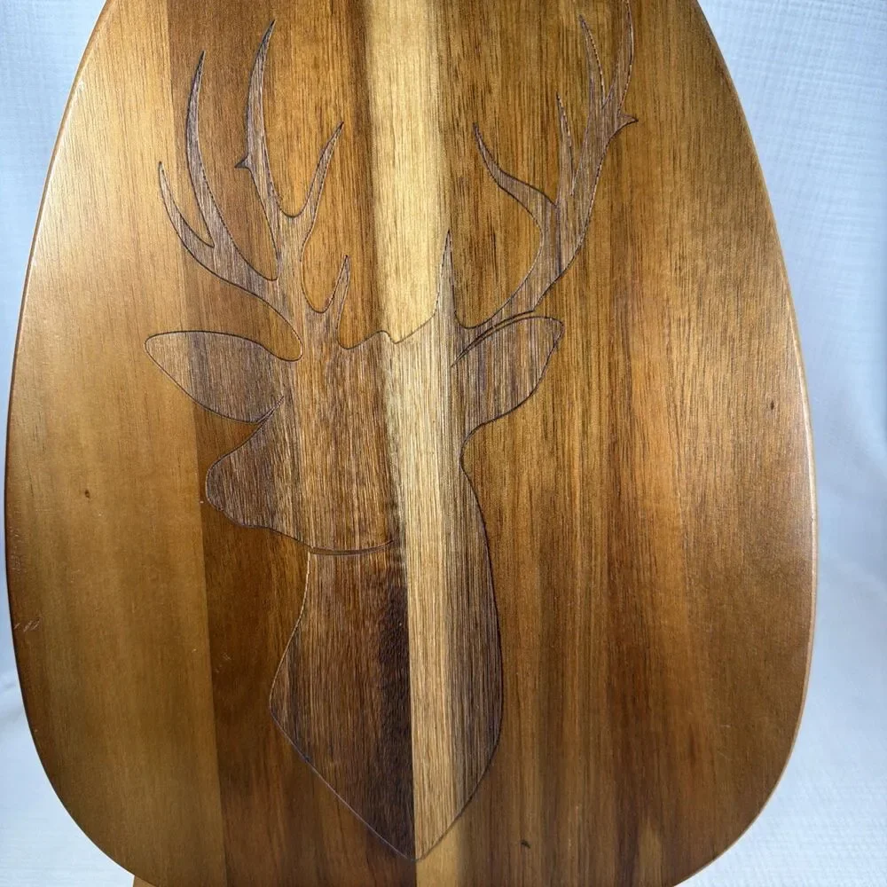 Natural Elements Acacia Wood Deer Stag Cutting Board Charcuterie Platter 9x15
